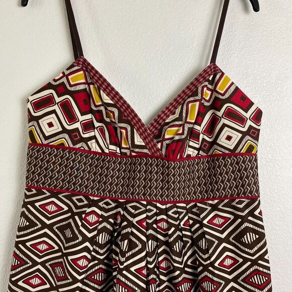 A.N.A. A New Approach 16 Multi Geometric Midi Dress Spaghetti Strap Side Zip - Picture 3 of 12